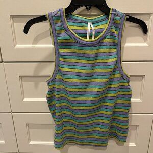 Anthropologie Ribbed Racer Striped Tank Top Sleeveless, Size Medium